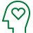 Head with a heart over the brain graphic icon