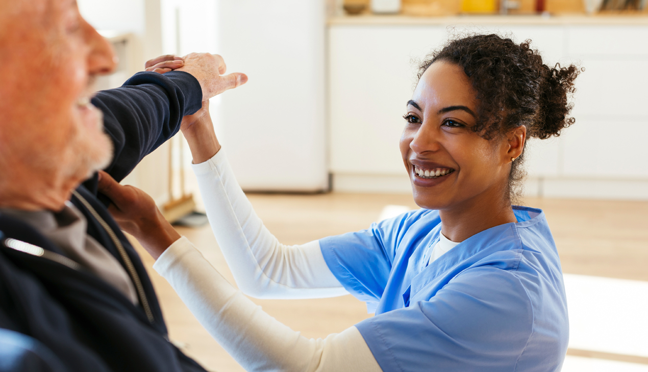 Therapist and patient working together