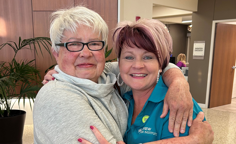 Judy with a parkview worker