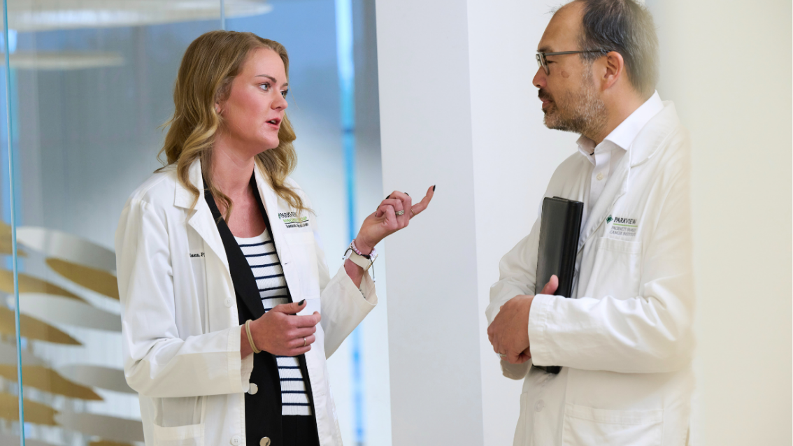 Two parkview cancer doctors talking