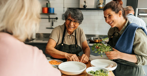 Man and woman cooking