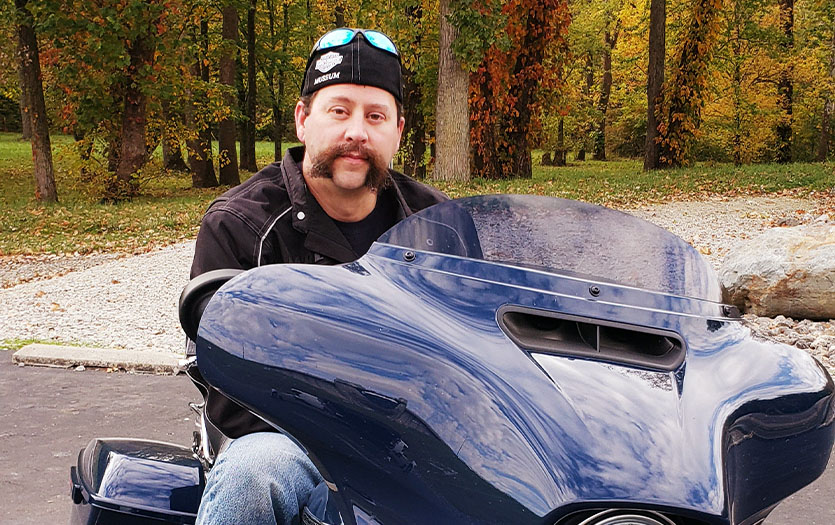 Man sitting on his motorcycle