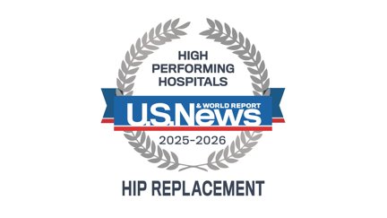 US News and World report award logo for Ortho Hip Replacement