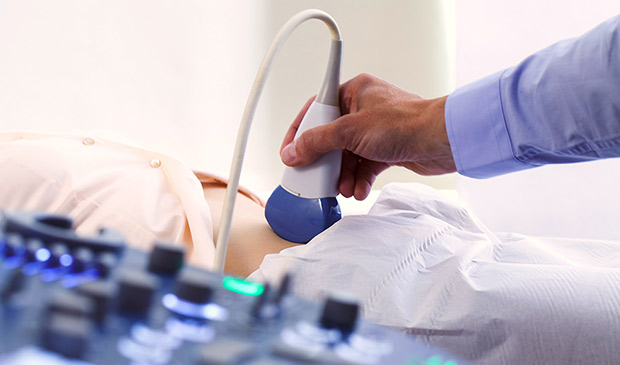 Technician performing an ultrasound