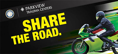 Share the road graphic with motorcycle