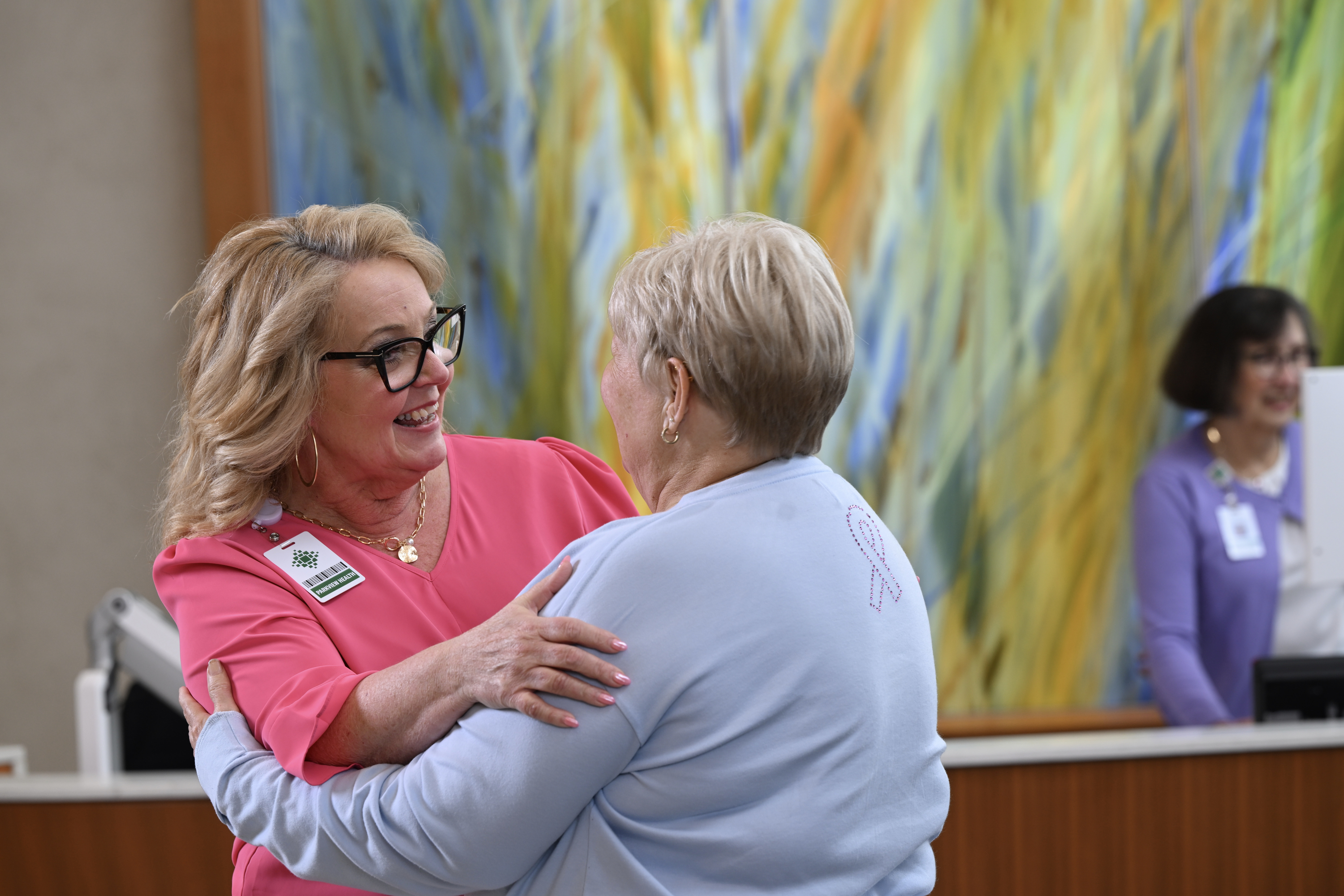 Breast cancer nurse and patient