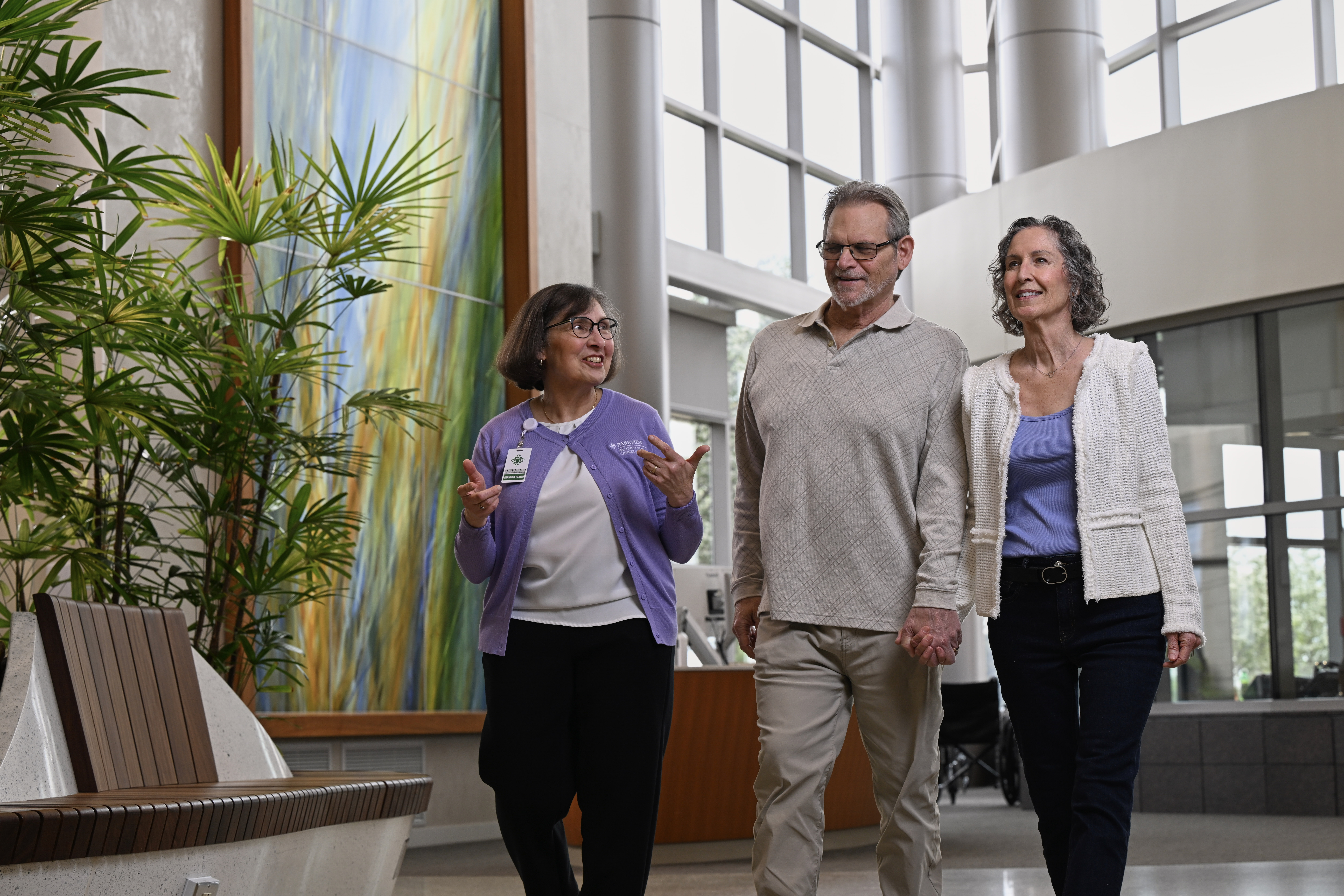 Patients walking through lobby